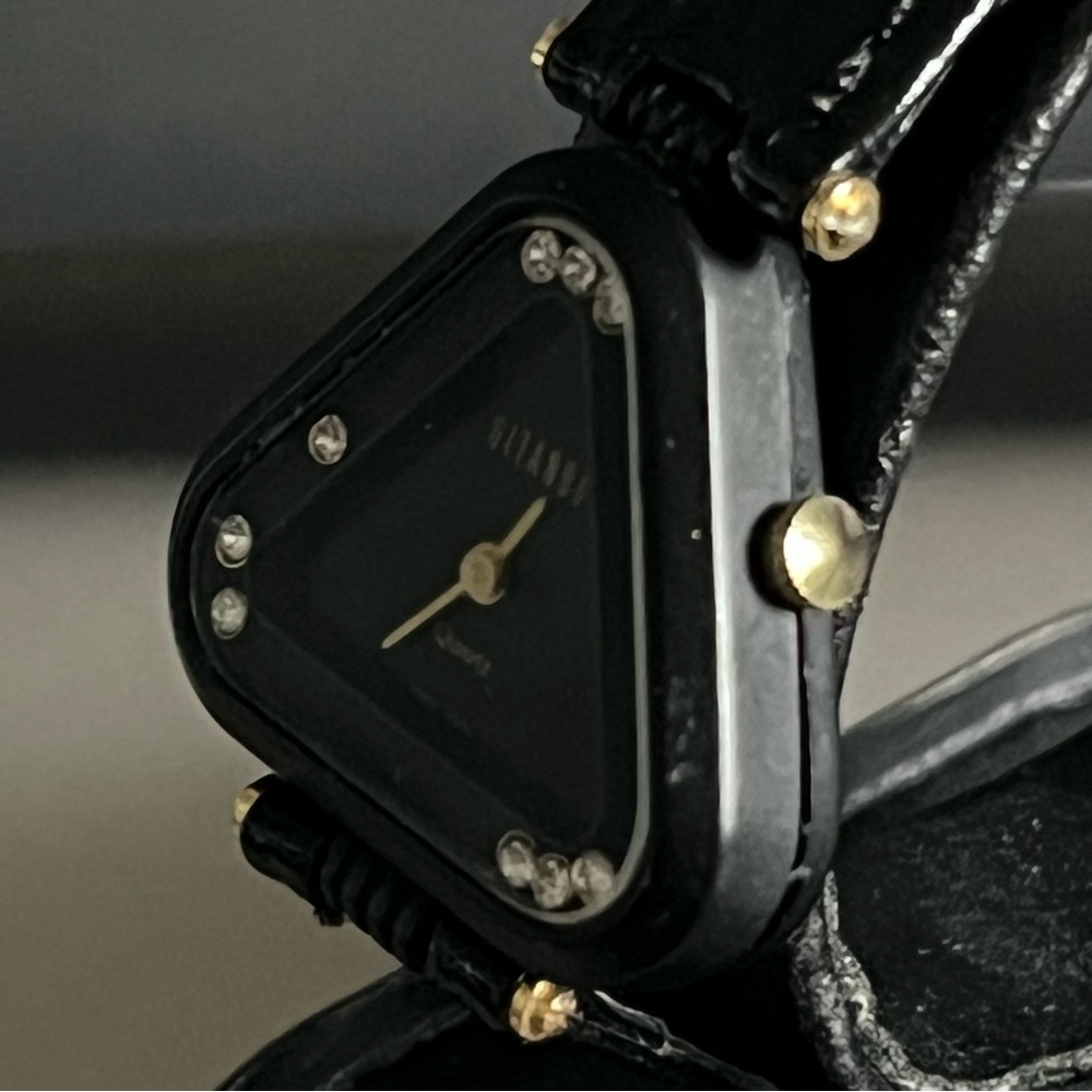 Rare Triangular 80's Swiss Floating Rhinestone Cr… - image 3